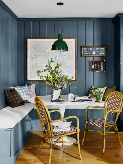 Dusty Blue and White Accent Kitchen