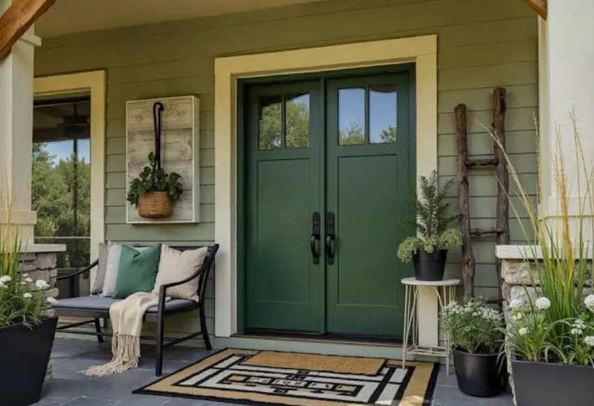 Exterior Door with Porch - Forest & Sage Green